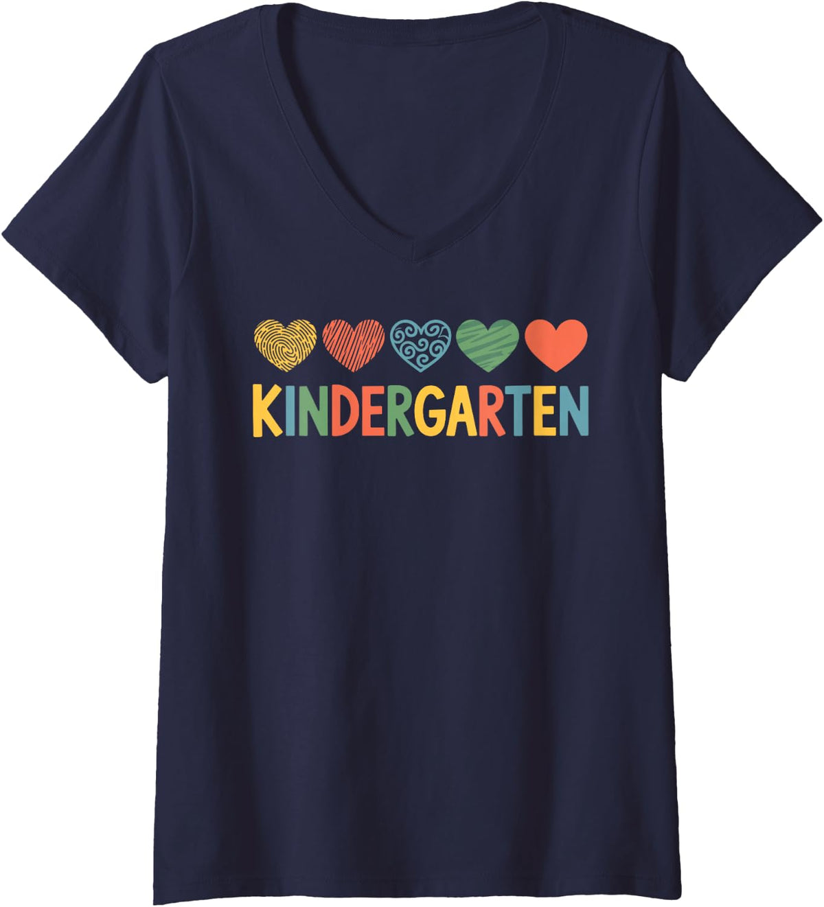 Women's Funny Kindergarten Teacher Art for Men Women Kinder Teacher V-Neck T-Shirt - Navy Blue