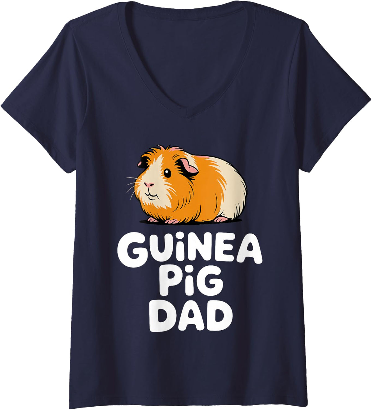 Women's Guinea Pig Dad Art for Men Boys Dad Pet Owner Guinea Pig Dad V-Neck T-Shirt - Navy Blue