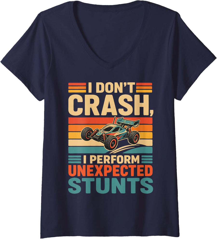 Women's RC Car Racing Humor RC Racer V-Neck T-Shirt - Navy Blue