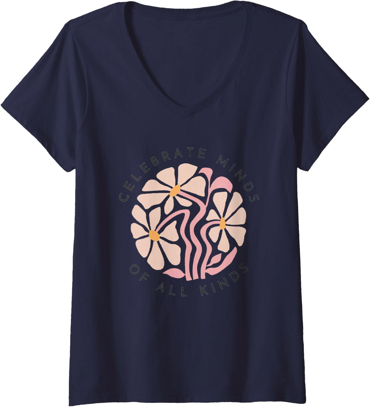 Women's Women Celebrate Minds of All Kinds Mental Health Autism ADHD V-Neck T-Shirt - As Pictured