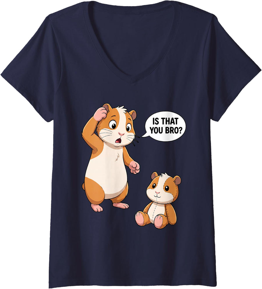 Women's Guinea Pig is that You Bro Funny Animal Humor V-Neck T-Shirt - Navy Blue