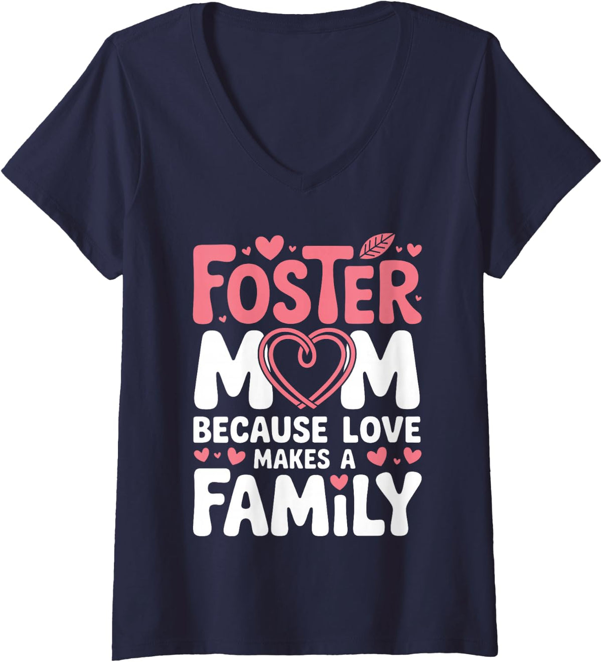 Women's Foster Mom Art for Women Girls Mom Foster Parent Foster Mom V-Neck T-Shirt - Navy Blue