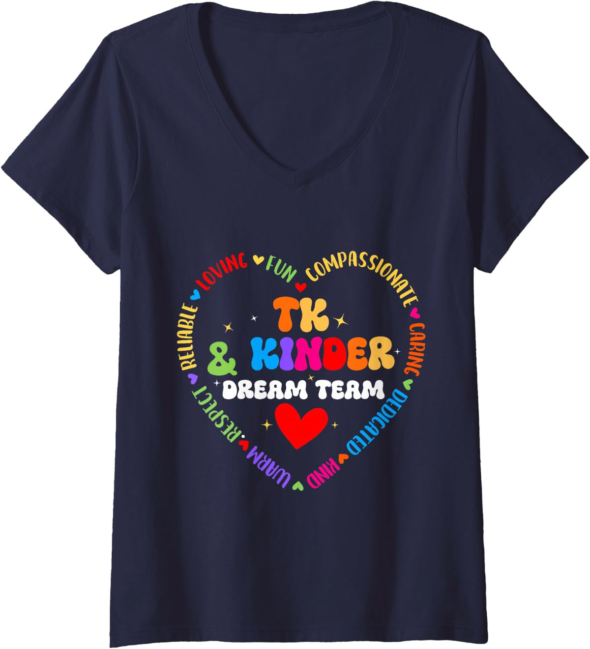 Women's TK & Kinder Dream Team Transitional Kindergarten Teacher V-Neck T-Shirt - Navy Blue