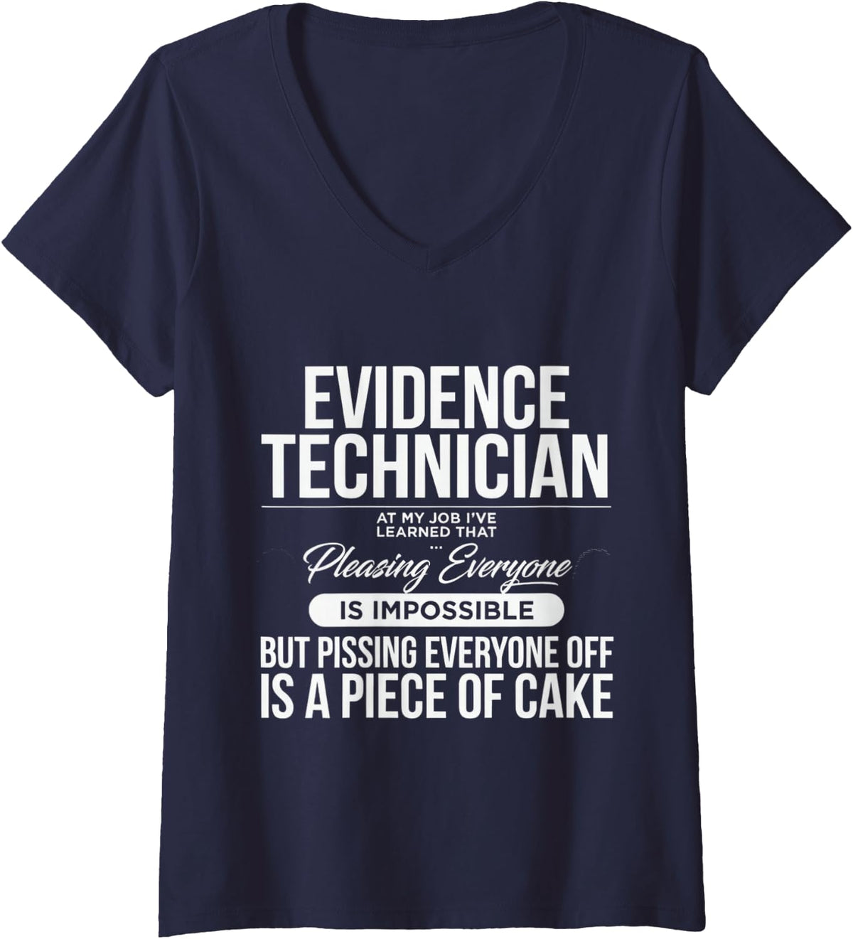 Women's Evidence Technician Crime Scene Forensics V-Neck T-Shirt - Navy Blue