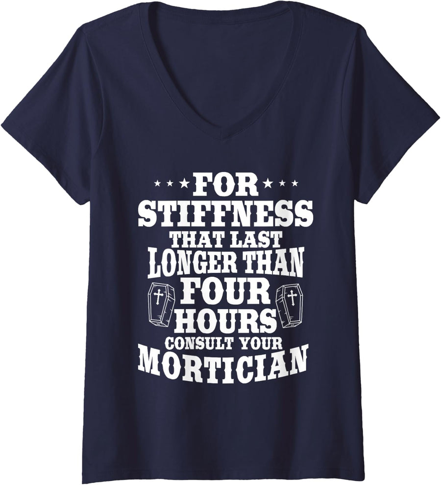 Women's Mortician Undertaker Mortuary Embalmer Funeral Director V-Neck T-Shirt - Navy Blue