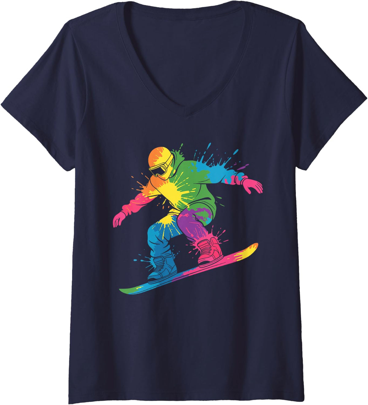 Women's Funny Snowboarding Art for Men Women Snowboard Snowboarder V-Neck T-Shirt - Navy Blue
