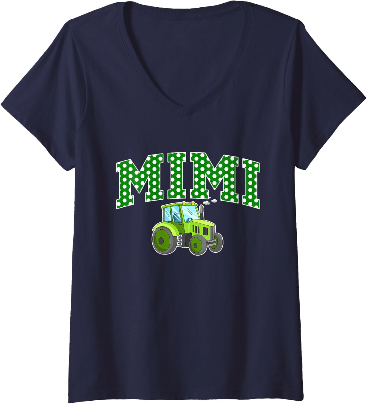Women's Mimi Tractors Farm Trucks Family Party V-Neck T-Shirt - Navy Blue