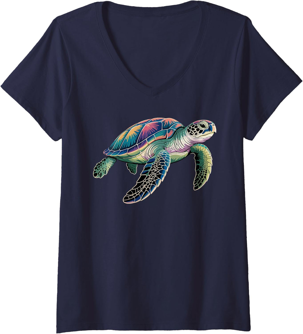 Women's Tortoise Design for Men Women Kids Sea Turtle Tortoise V-Neck T-Shirt - Navy Blue
