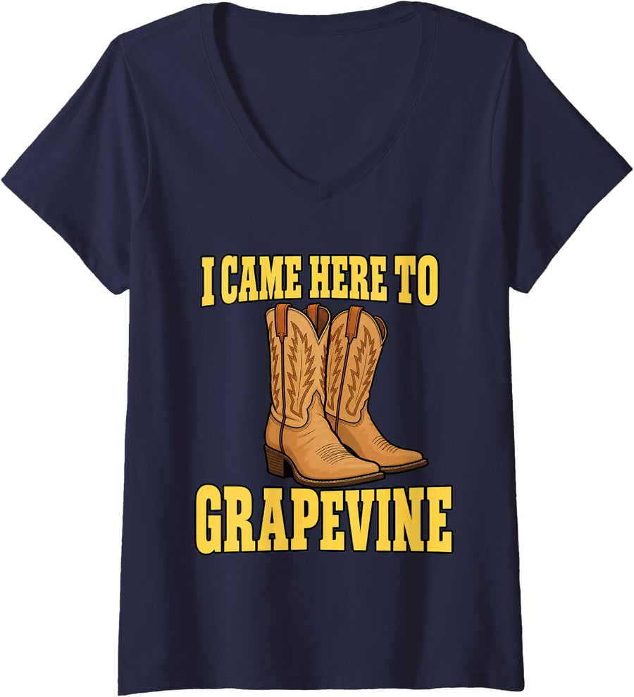 Women's Line Dancing I Came Here to Grapevine Dancer Boots Funny V-Neck T-Shirt - Navy Blue
