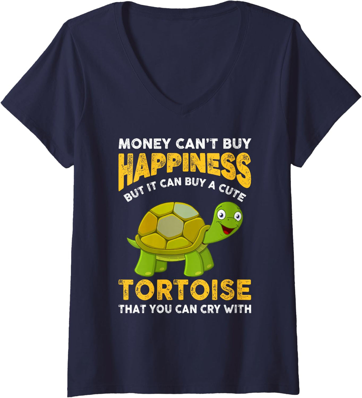 Women's Funny Tortoise Lover Joke Saying Gift Idea for Pet Tortoises V-Neck T-Shirt - Navy Blue