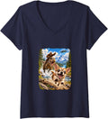 Women's Chihuahua Bigfoot T Rex UFO Selfie Funny Gifts Men Women Kid V-Neck T-Shirt - Navy Blue