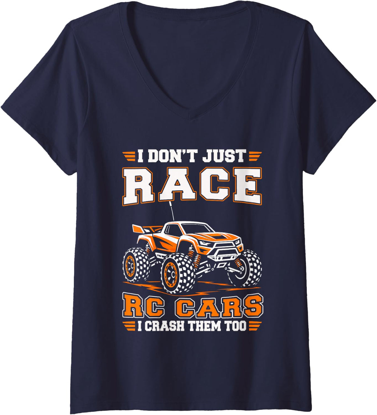 Women's RC Racing Funny Men Women Kids RC Race Car Lover V-Neck T-Shirt - Navy Blue