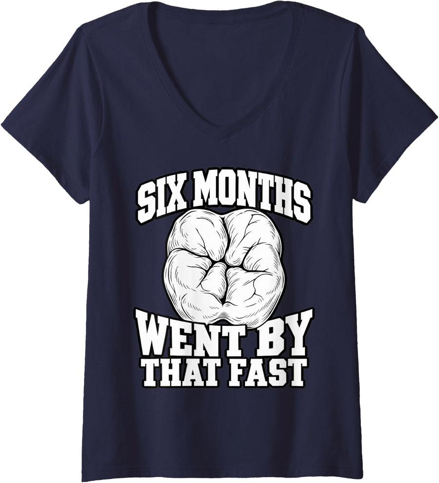 Women's Dental Hygienist Six Months Went By that Fast Perio Nerd V-Neck T-Shirt - Navy Blue