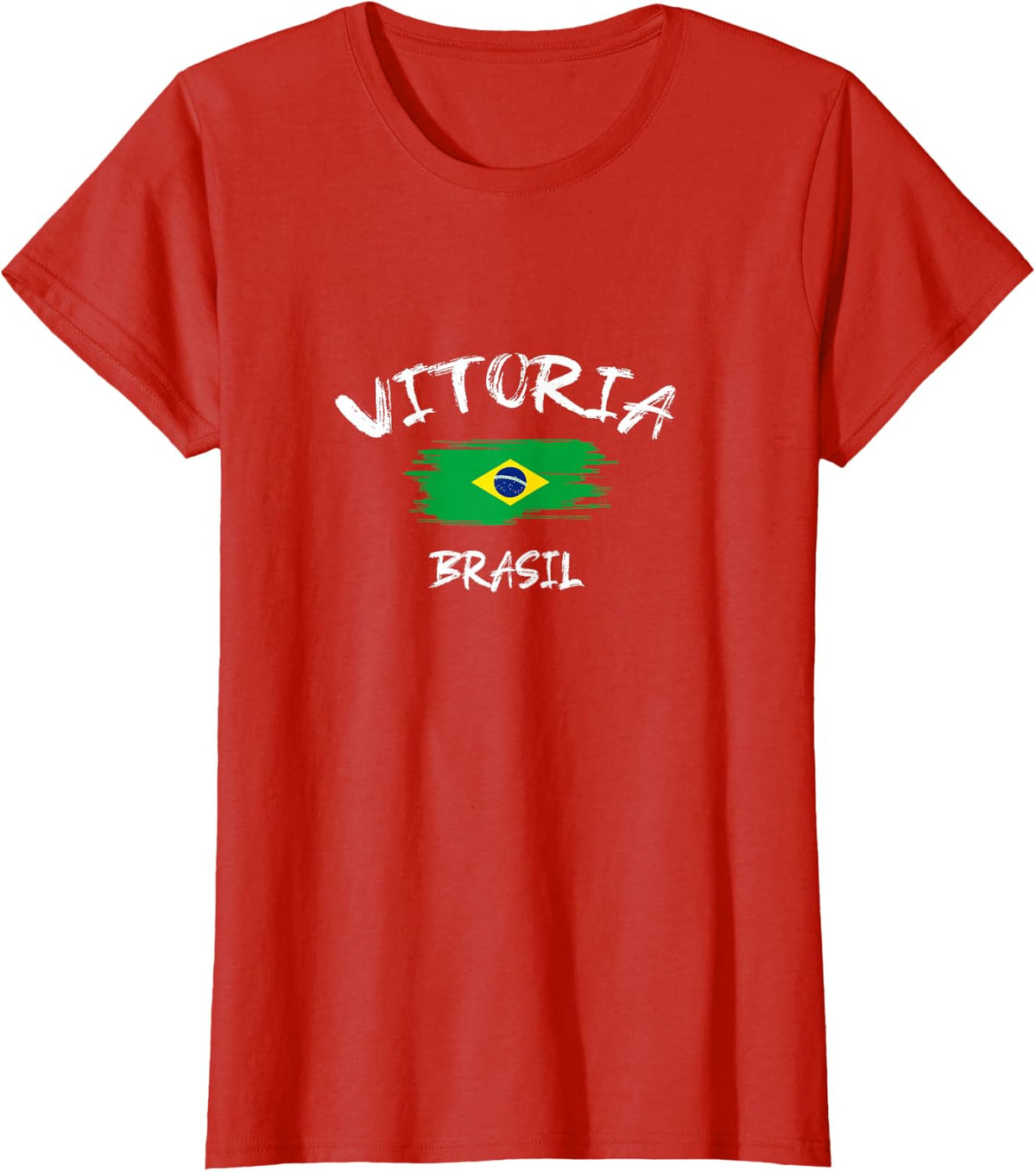 Vitoria Brasil Souvenir Brazilian Country Flag Brushed T-Shirt - Red