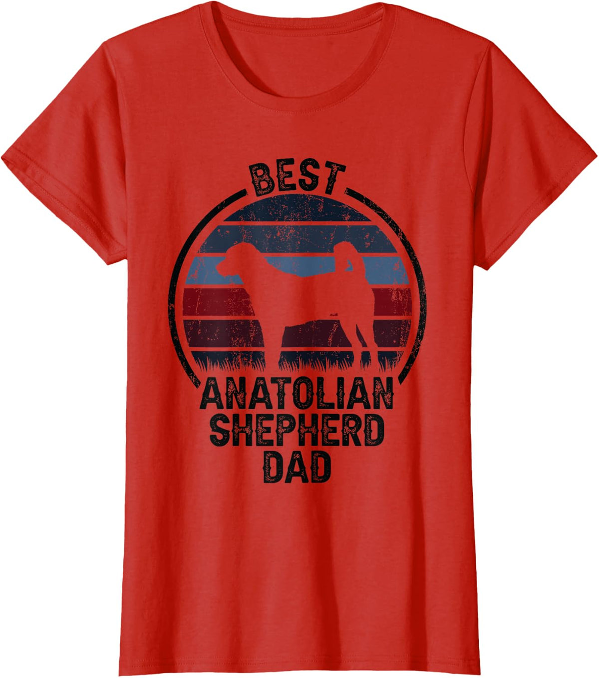 Best Dog Father Dad Shirt - Vintage Anatolian Shepherd Dog Tee T-Shirt for Men - Red