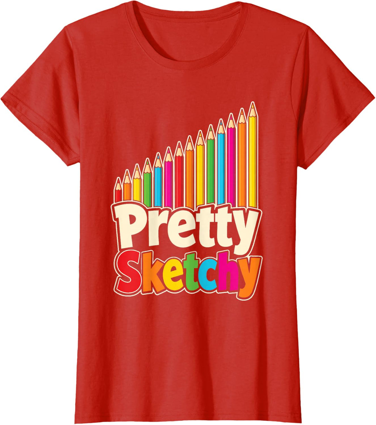 Art Teacher Pretty Sketchy Elementary School T-Shirt - Red