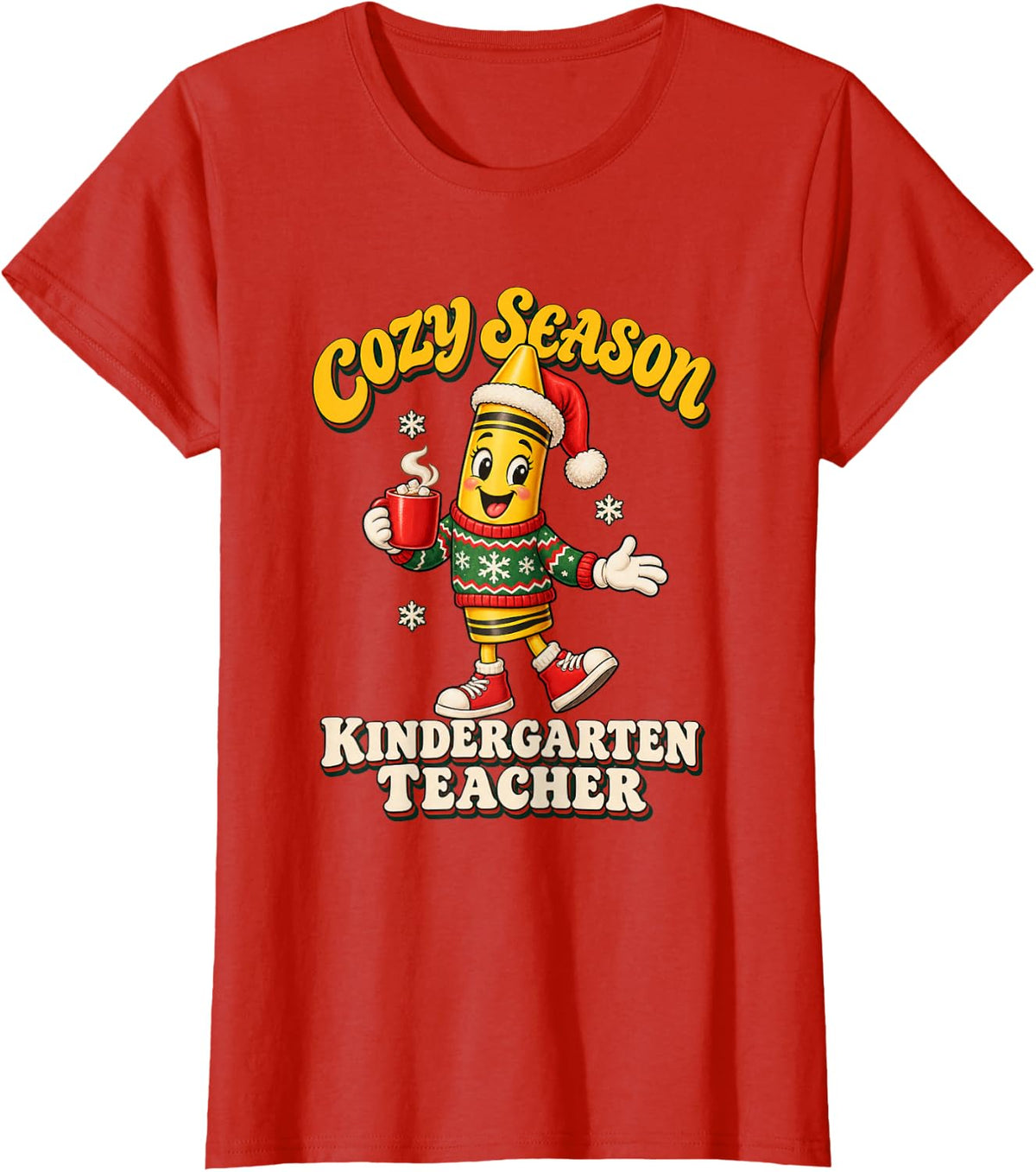 Christmas Kindergarten Teacher Christmas Tree T-Shirt - Red