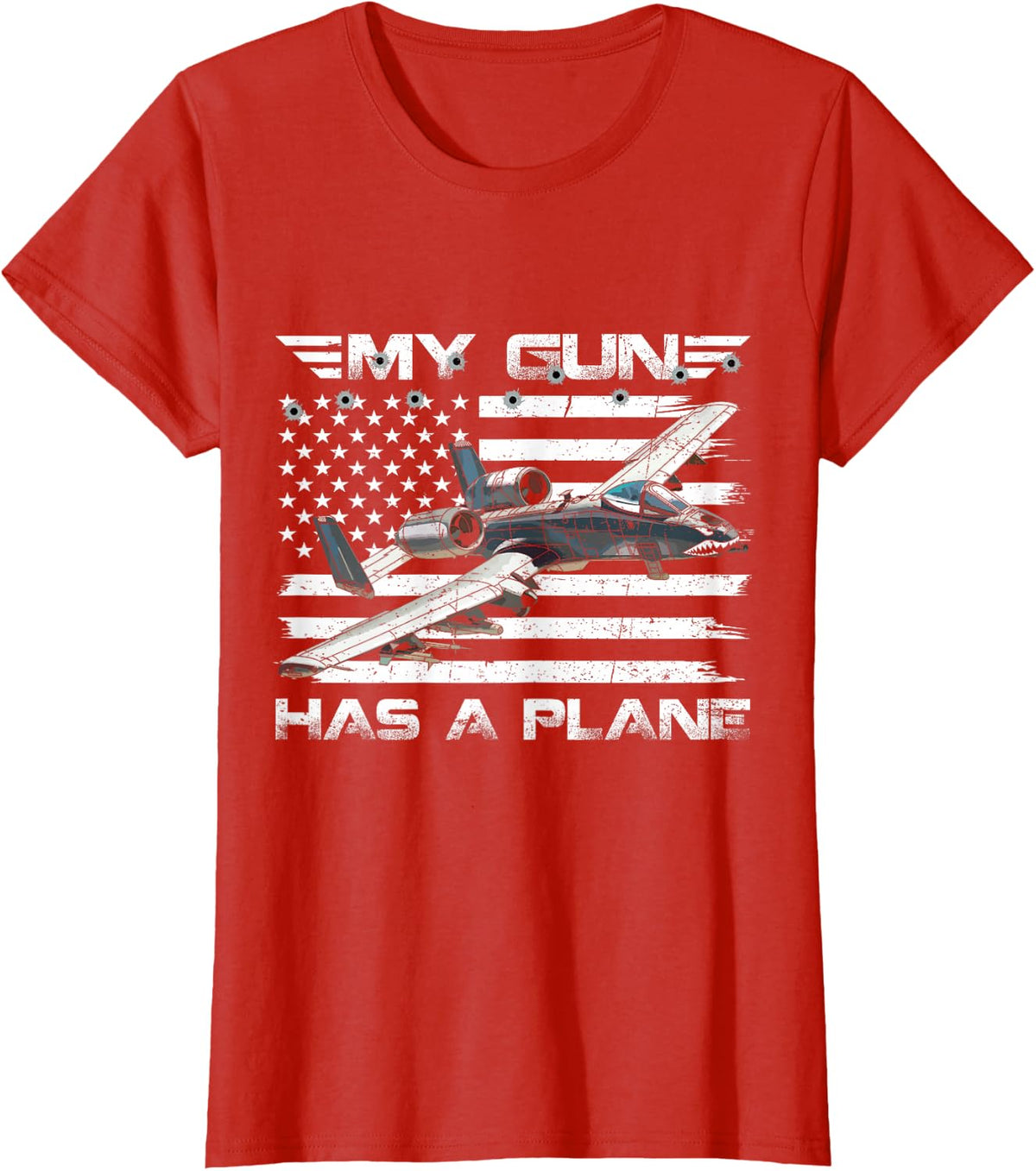 A-10 Thunderbolt II Warthog My Gun Has A Plane Flag US T-Shirt - Red