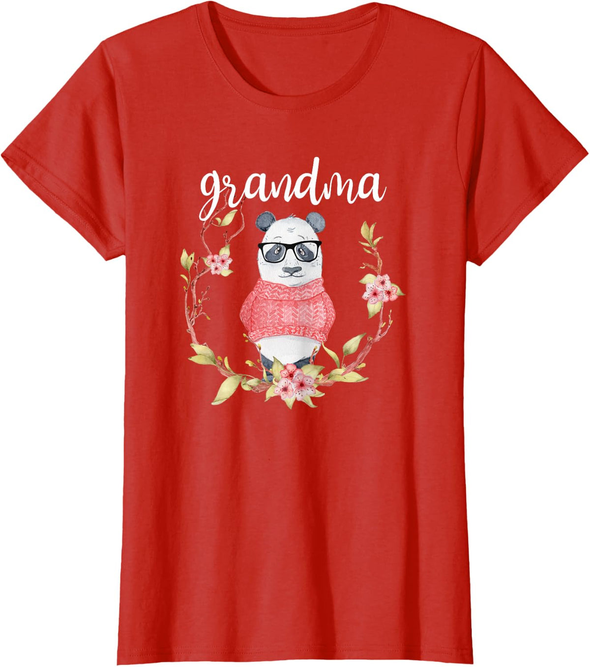 Grandma Panda Bear Nana Gift for Grandmom T-Shirt - Red