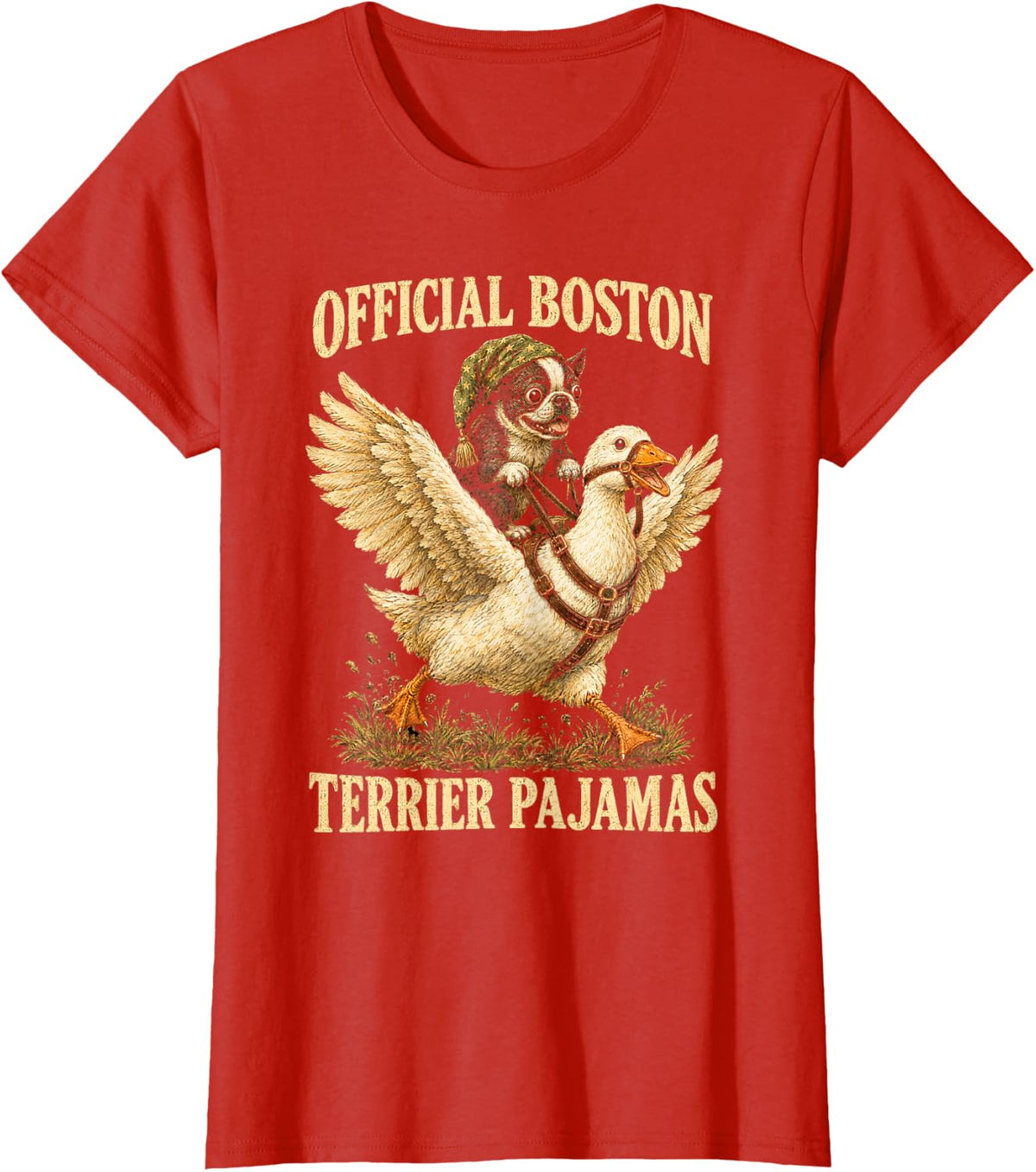 Official Boston Terrier Pajamas Vintage T-Shirt - Red