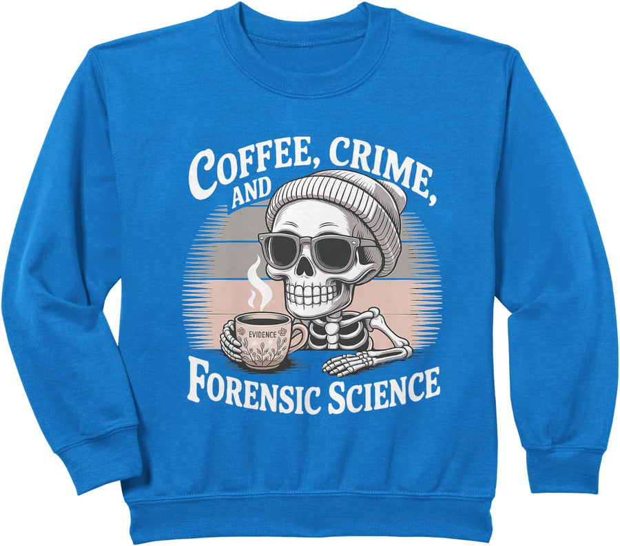 Coffee Crime and Forensic Science Skeleton Sweatshirt - Royal Blue