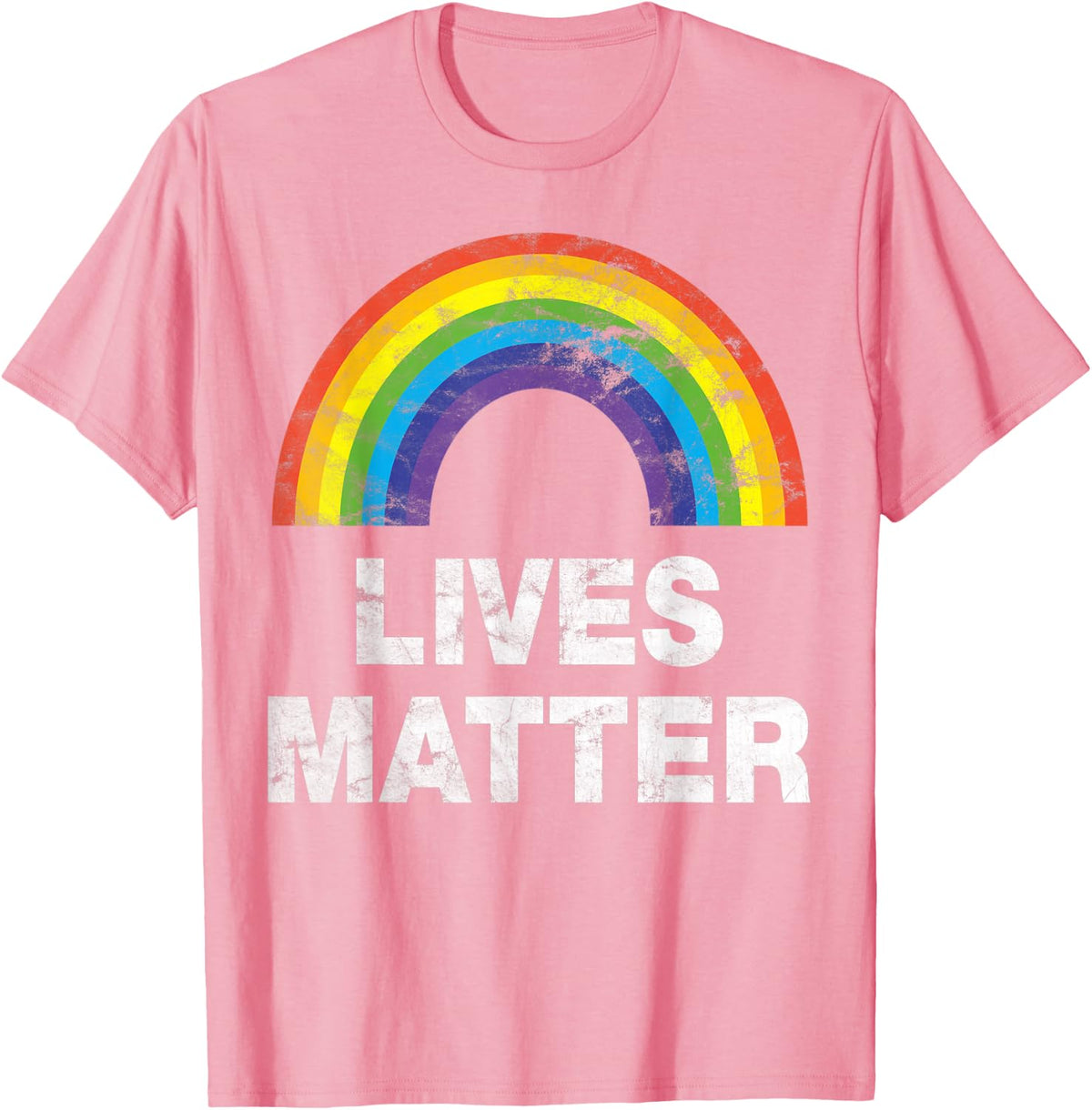 Vintage LGBT Rainbow flag lives matter pride month T-shirt - Pink