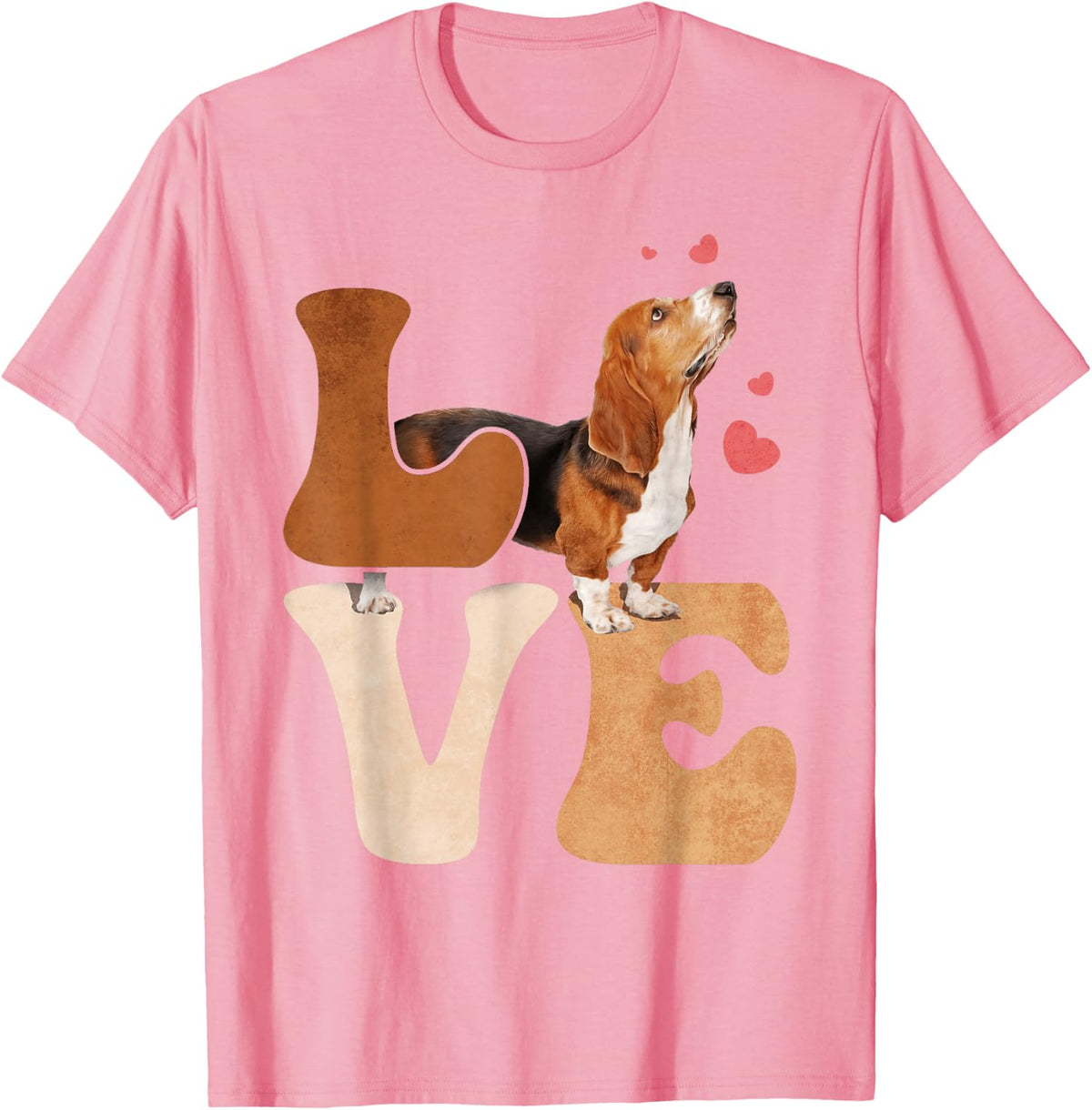 Basset Hound Dog Love T-Shirt - Pink