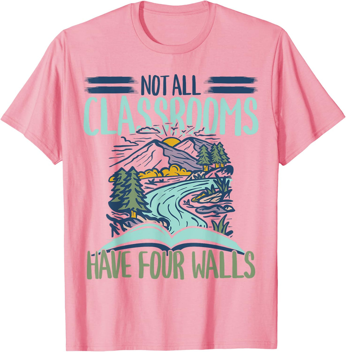 Reading Teacher Not All Classrooms Have Four Walls Bookworm T-Shirt - Pink
