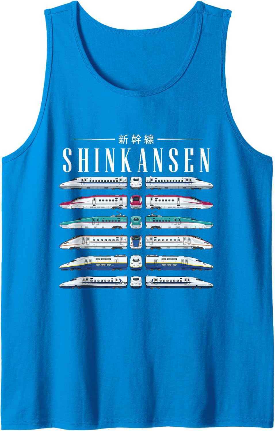 Shinkansen - Train Lover Railroad Railway Railfan Sleeveless Tank Top - Sapphire Blue