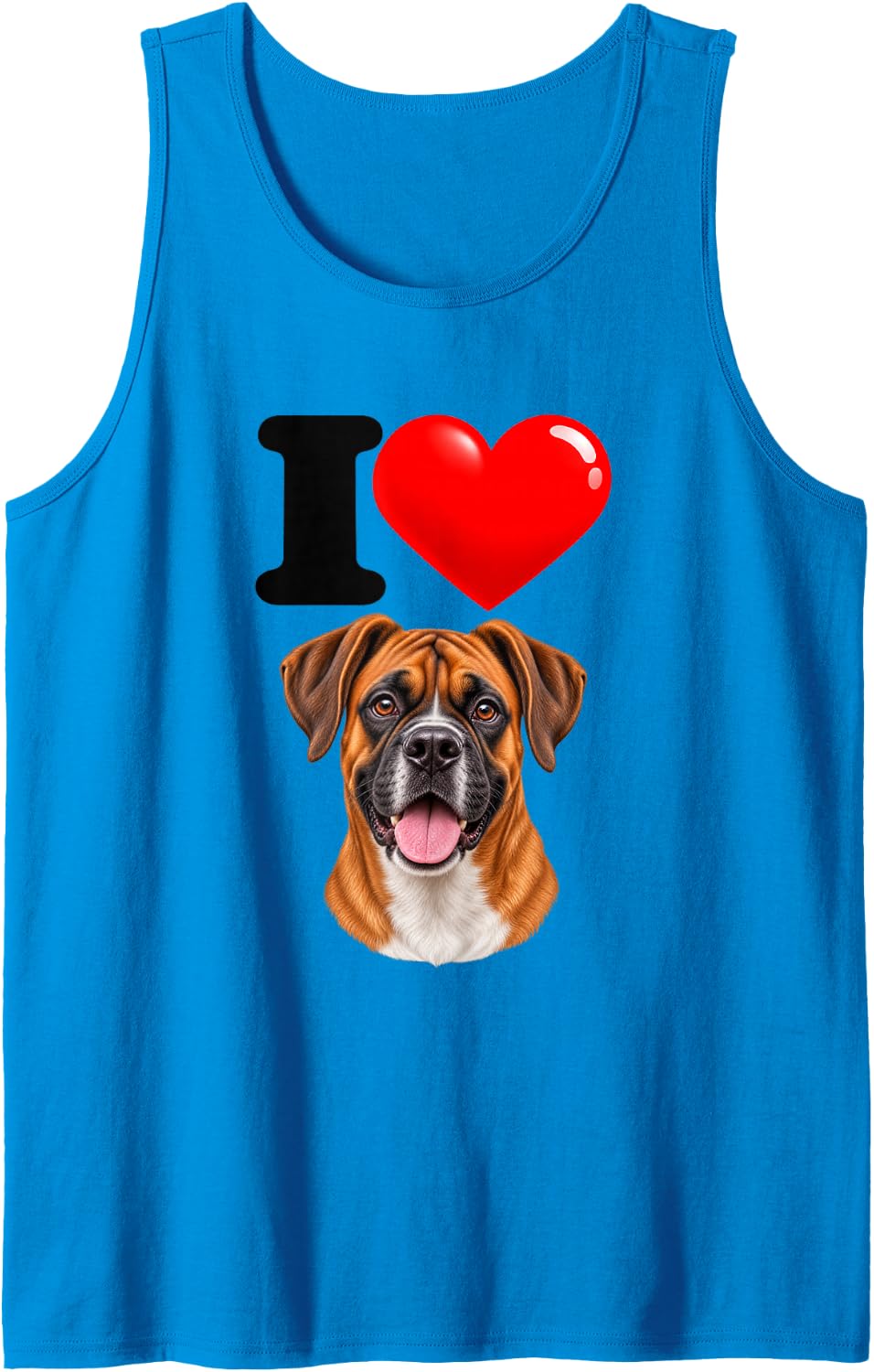 I Love Boxer Cute Dog Mom Dad Sleeveless Tank Top - Sapphire Blue