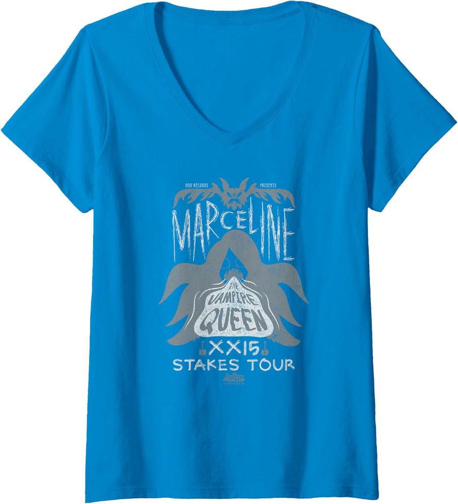 Womens Adventure Time Marceline Vampire Queen Poster V-Neck T-Shirt - Sapphire Blue