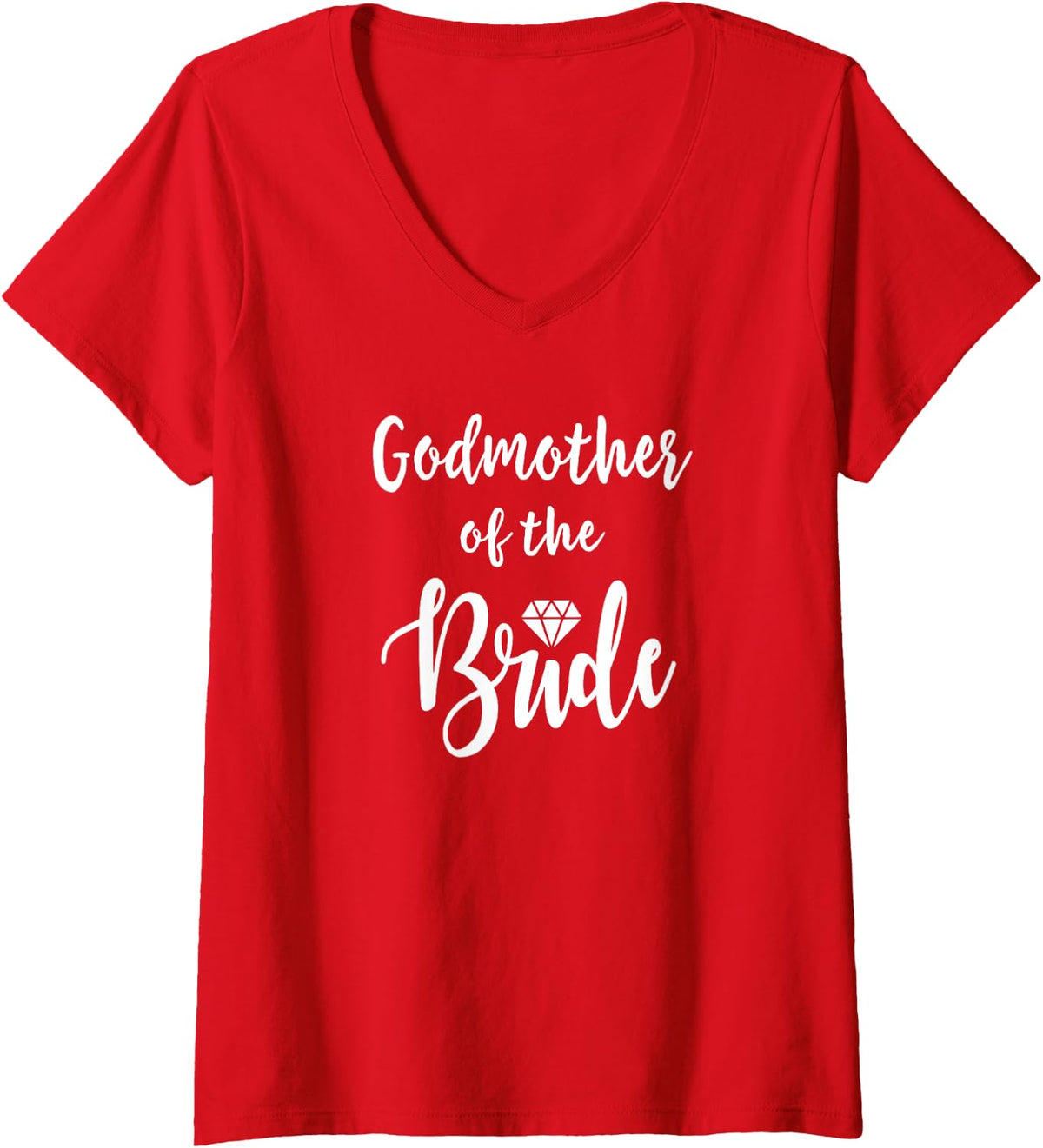 Women's Godmother Of The Bride Bridal Party Wedding Rehearsal V-Neck T-Shirt - Red
