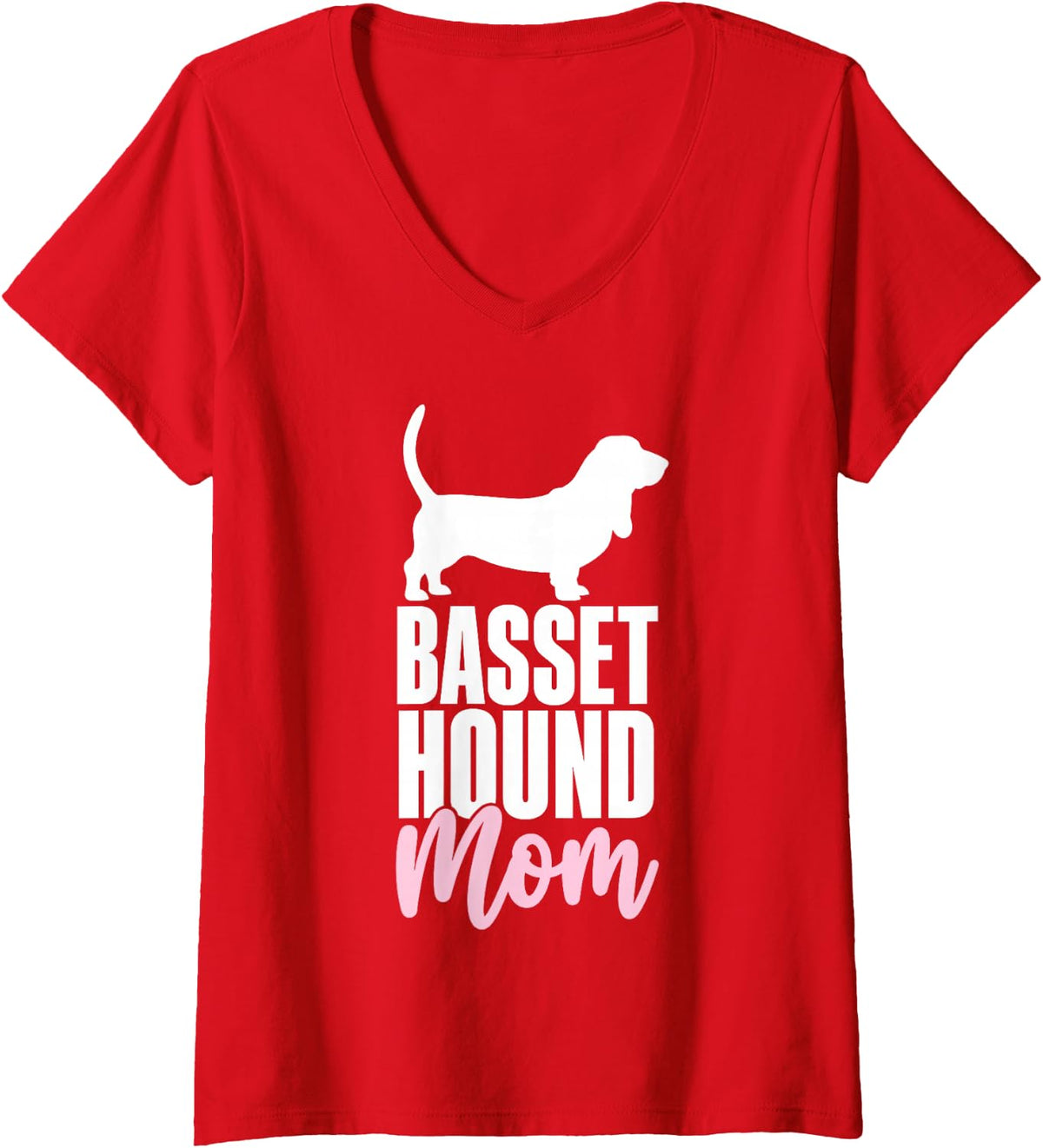 Women's Basset Hound Mom Design for Women Girls Mom Basset Hound Mom V-Neck T-Shirt - Red