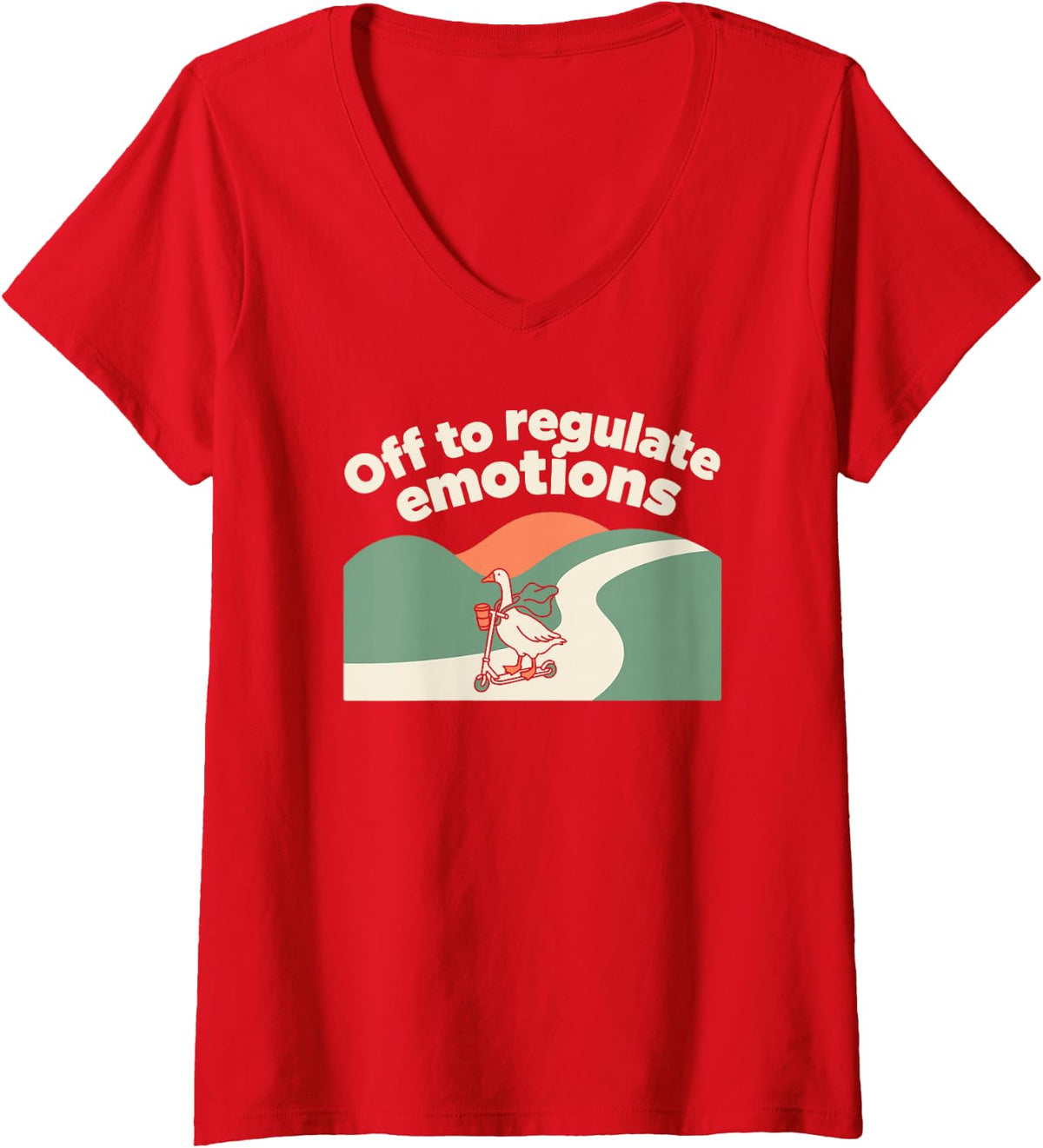 Women's School Counselor Off to Regulate Emotions Goose for Women V-Neck T-Shirt - Red
