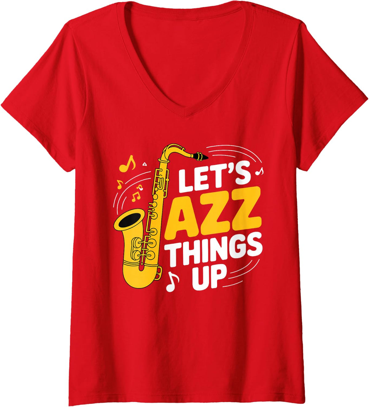 Women's Best Jazz Art for Men Women Jazz Sax Musician Jazz Saxophone V-Neck T-Shirt - Red
