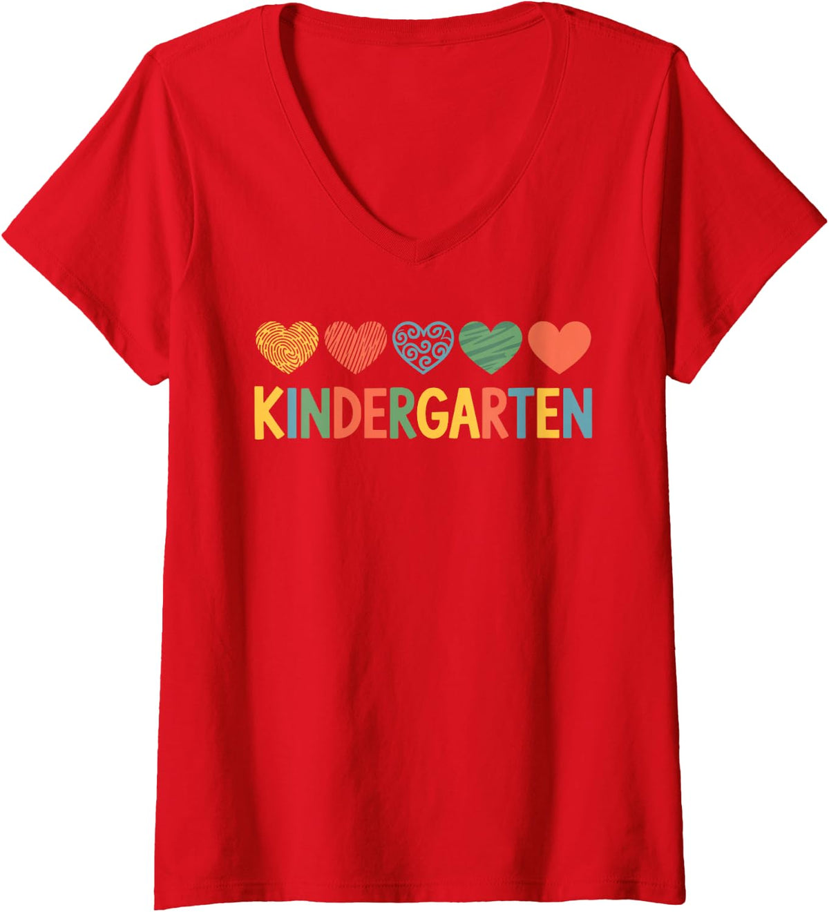 Women's Funny Kindergarten Teacher Art for Men Women Kinder Teacher V-Neck T-Shirt - Red