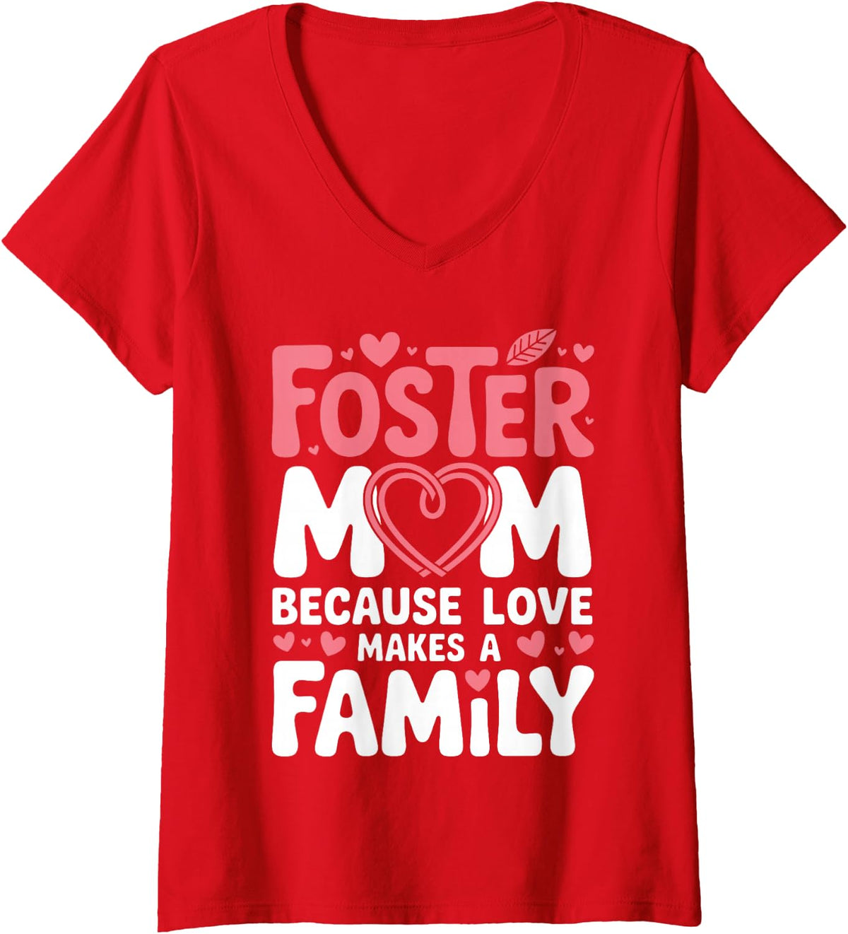 Women's Foster Mom Art for Women Girls Mom Foster Parent Foster Mom V-Neck T-Shirt - Red