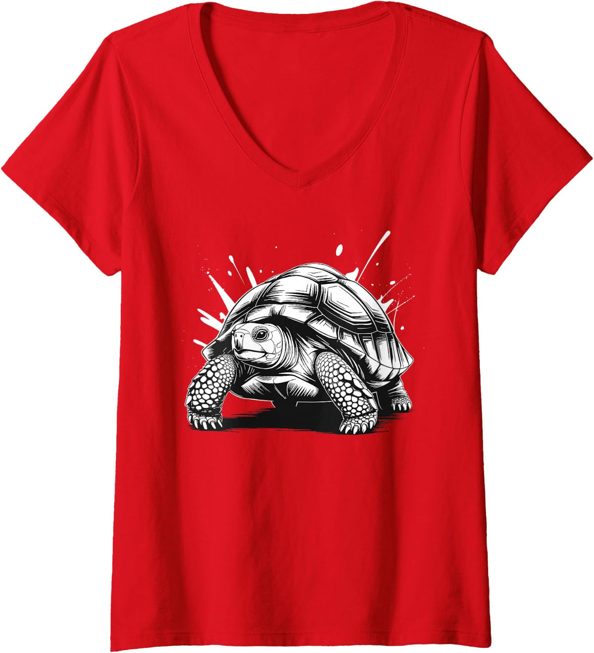 Women's Tortoise Design for Men Women Kids Tortoise Outfit V-Neck T-Shirt - Red