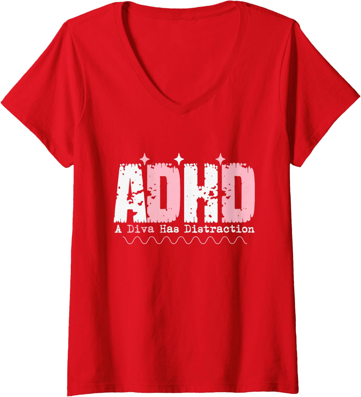 Women's ADHD A Diva Has Disctraction ADHD Awareness V-Neck T-Shirt - Red