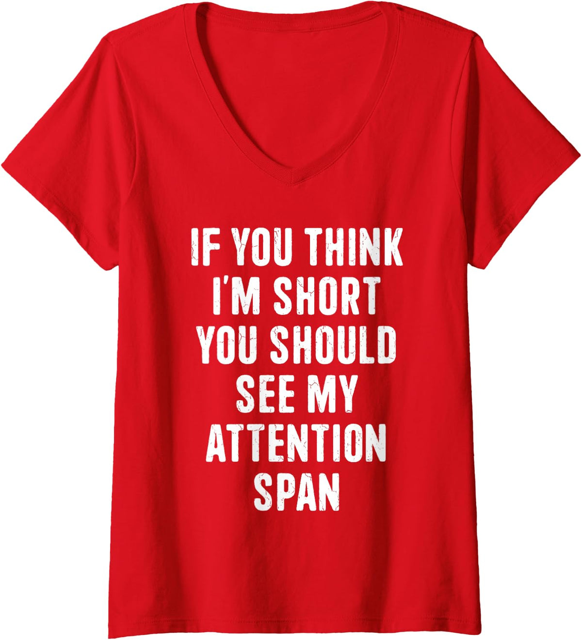 Women's If You Think I'm Short ADHD Awareness Month Orange Ribbon V-Neck T-Shirt - Red