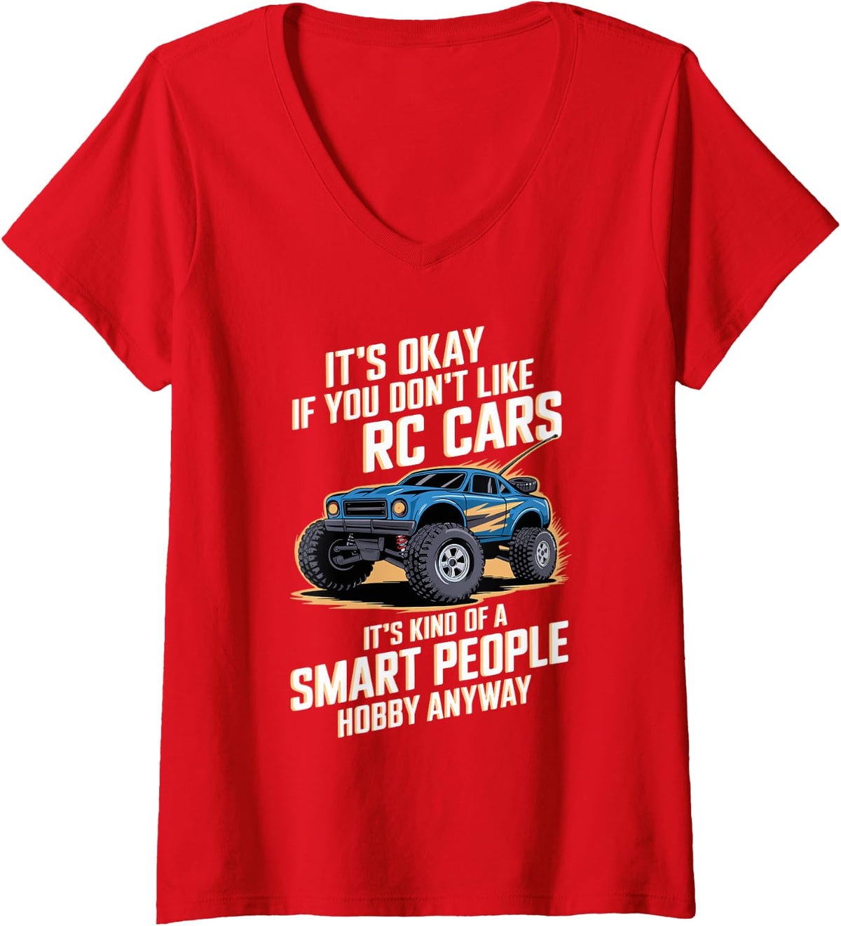 Women's RC Car Funny Radio Controlled Car Racing Fanatic Hobby V-Neck T-Shirt - Red