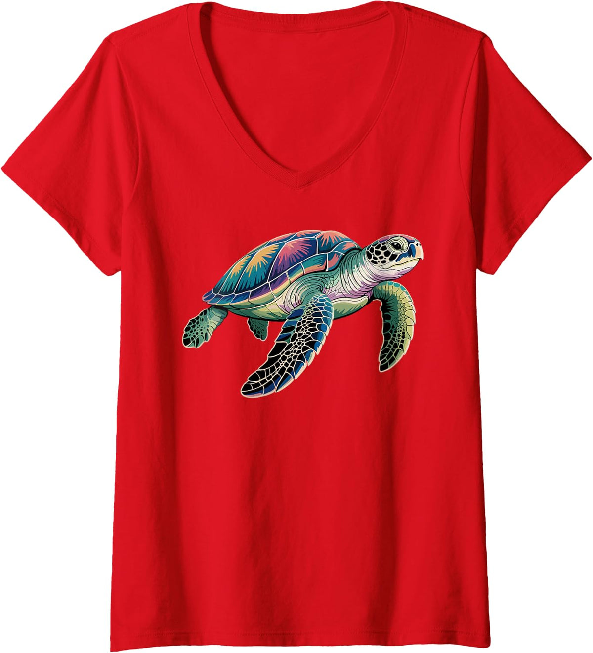 Women's Tortoise Design for Men Women Kids Sea Turtle Tortoise V-Neck T-Shirt - Red