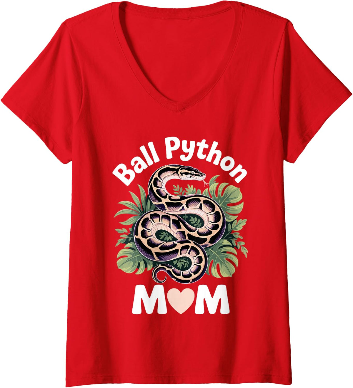 Women's Ball Python Art for Women Mom Girls Ball Python Snake Lover V-Neck T-Shirt - Red