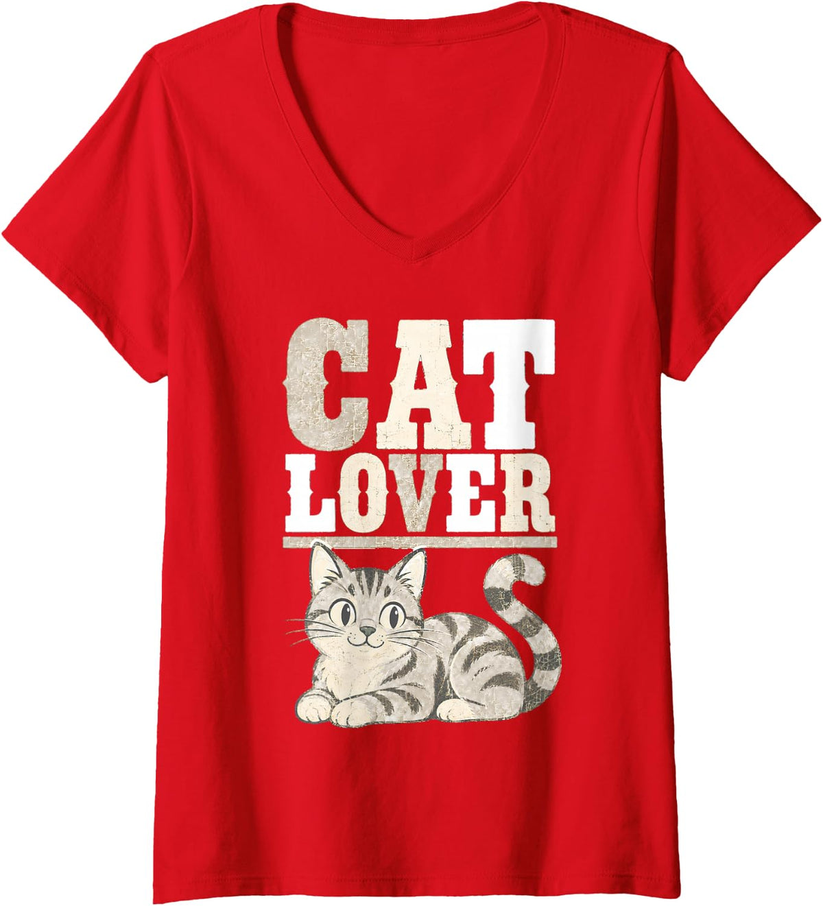 Women's Cat Lover Funny Cat Cat Lovers Cat Meme Cat Dad Cat Mom V-Neck T-Shirt - Red