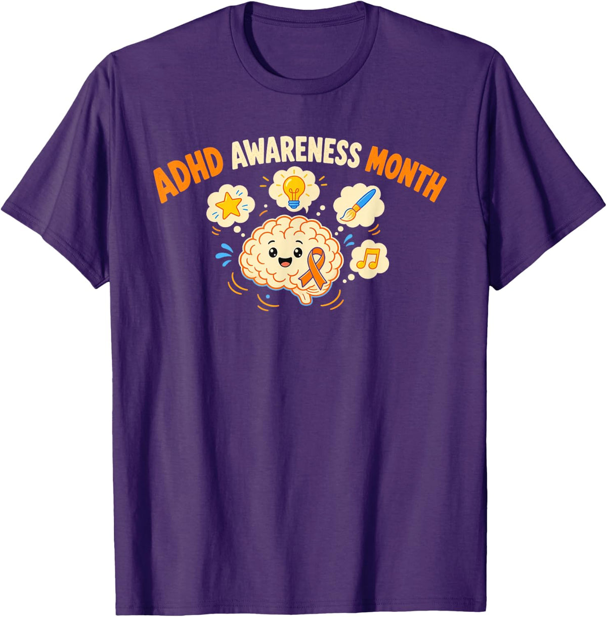 ADHD Awareness Month Shirt Neurodivergent Pride Gift T-Shirt - Purple