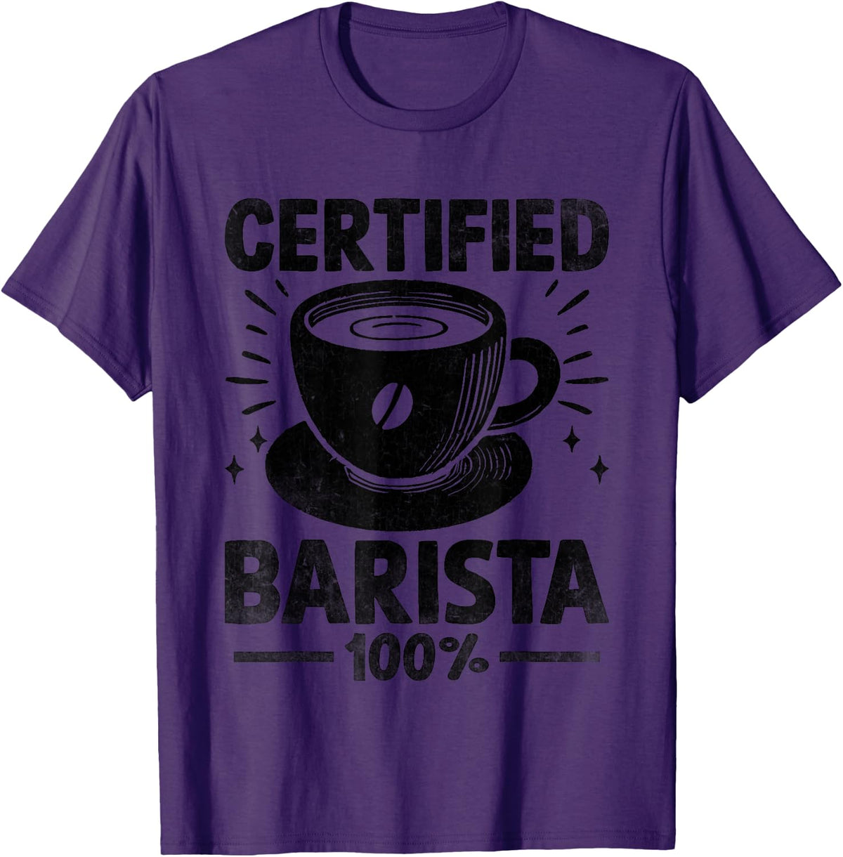 Certified Barista 100% Coffee Making Coffeeholic Espresso T-Shirt - Purple