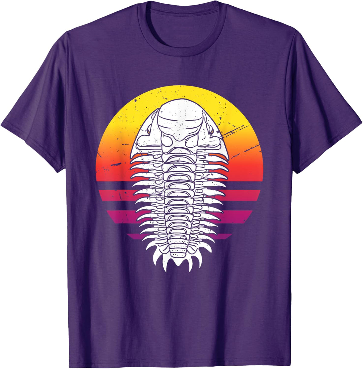 Trilobite Silhouette Sunset Funny Paleontologist Geologist T-Shirt - Purple