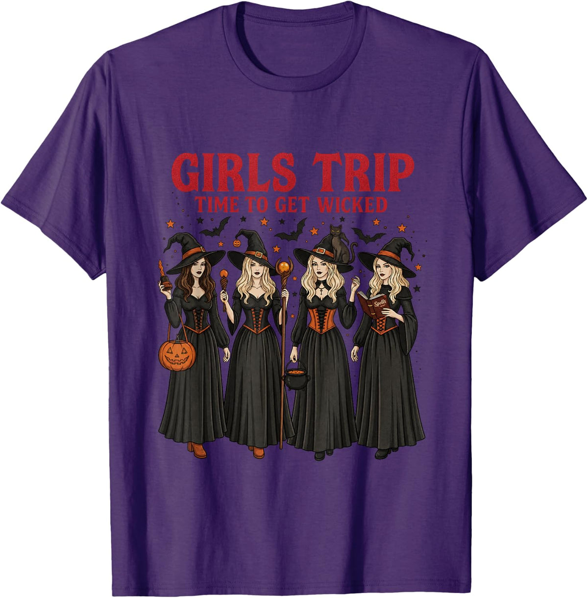 Witches Girls Trip Halloween Funny Spooky Season T-Shirt T-Shirt - Purple