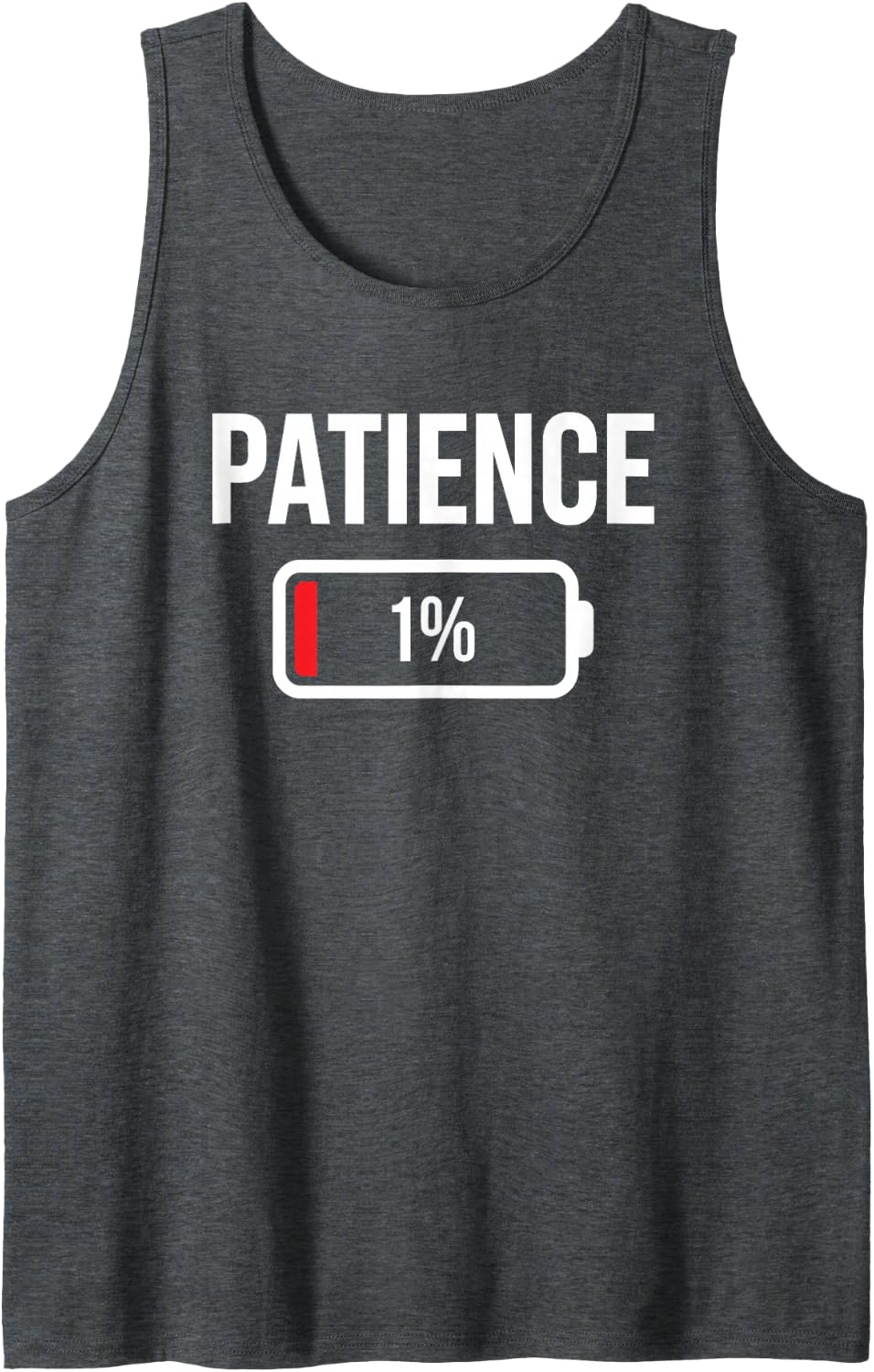 Patience 1 Percent Sarcastic Low Tolerance Humor Sleeveless Tank Top - Dark Heather Grey