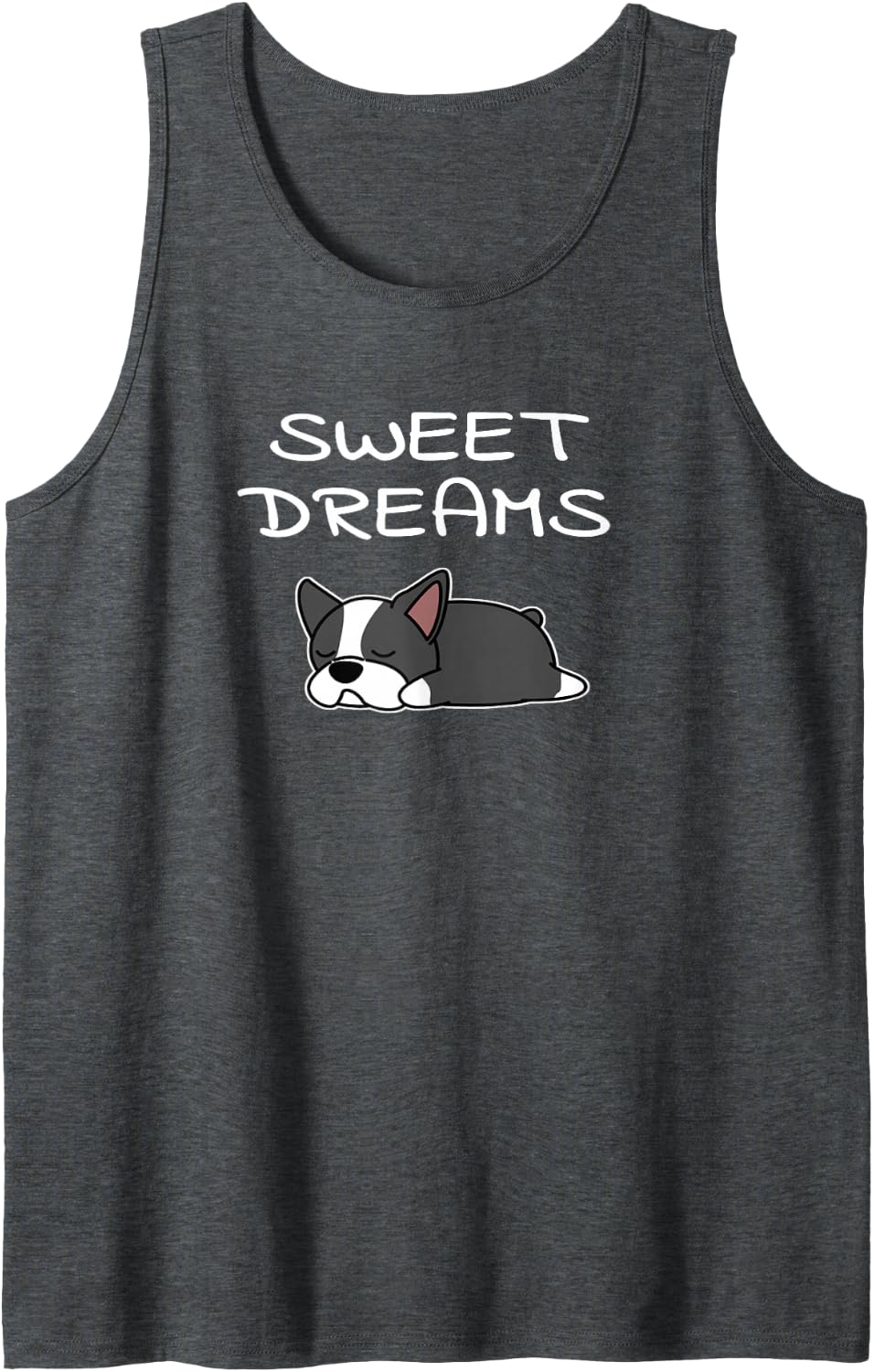 Boston Terrier Puppy Sweet Dreams Pajama for Bedtime Tank Top - Dark Heather Grey